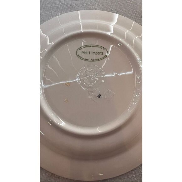 PIER 1 CERAMICA QUADRIFOGLIO HAND PAINTED BLUE GREEN DINER PLATES SET OF 4 - Picture 6 of 8